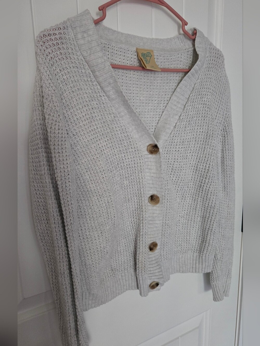 Light Gray Girls V-Neck Button Cardigan Sweater